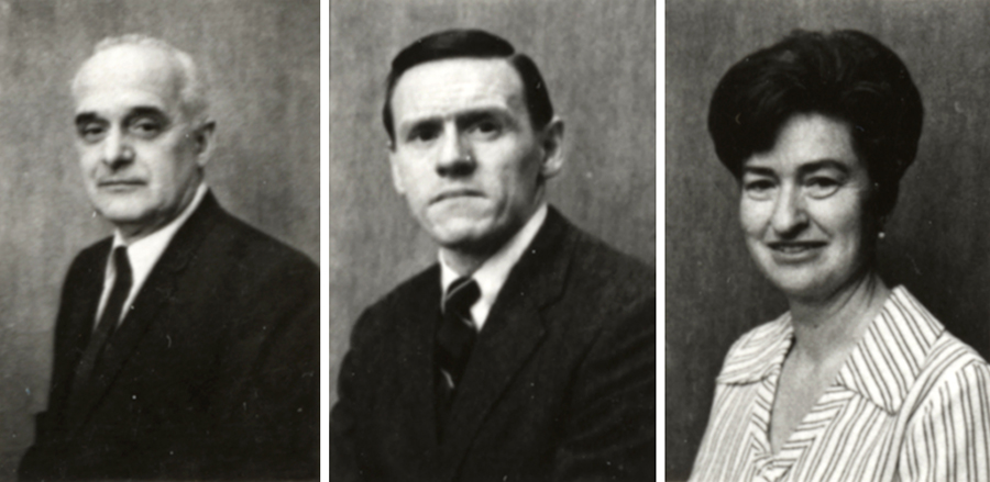 Black and white photographs of principals Burks, Bright, and Manning.