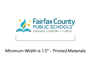 Graphic of FCPS Logo image. Minimum Width is 1.5 inches - Printed Materials