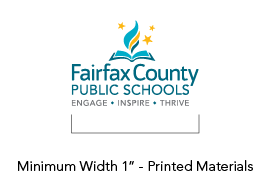 Graphic of FCPS Logo. Minimum Width 1 inches - Printed Materials
