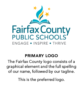 Graphic of Primary Logo. Text on graphic: The Fairfax County logo consists of a graphical element and the full spelling of our name, followed by our tagline. This is the preferred logo.