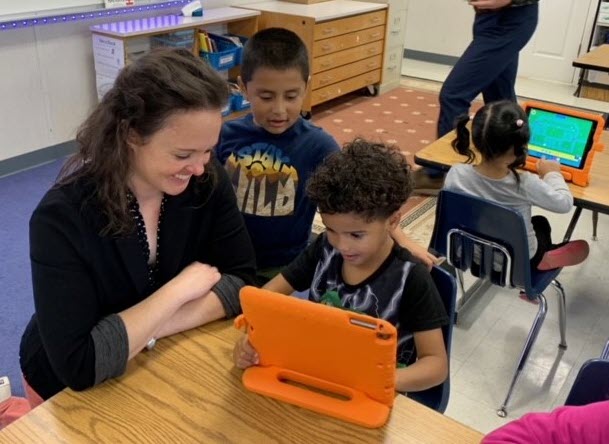 Parklawn Elementary School STEAM lab of Steph Dean, where kindergarten students were using iPads to learn about coding.