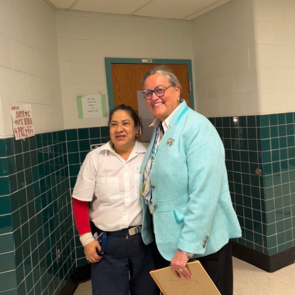 Dr Reid with Maria Cespedes at Irving MS