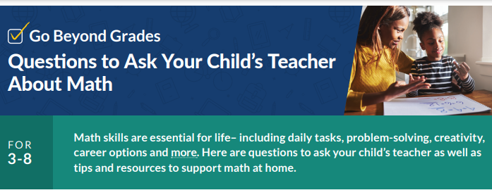 header for VDOE resource - questions to ask your teacher about math