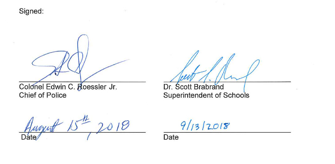 signature of police chief and superintendent