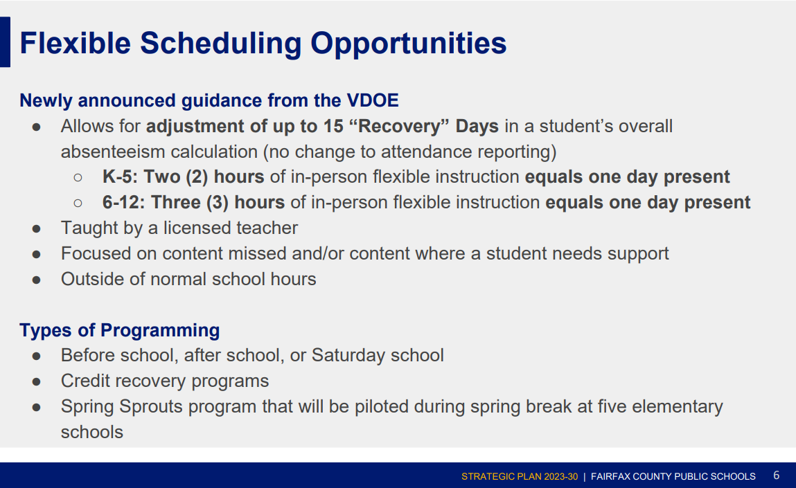 Flexible scheduling opportunities for school recovery