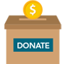 Donations box with coin