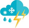 Image of weather events including snow, rain, and lightening