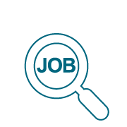 Icon with magnifying glass and the word "job"