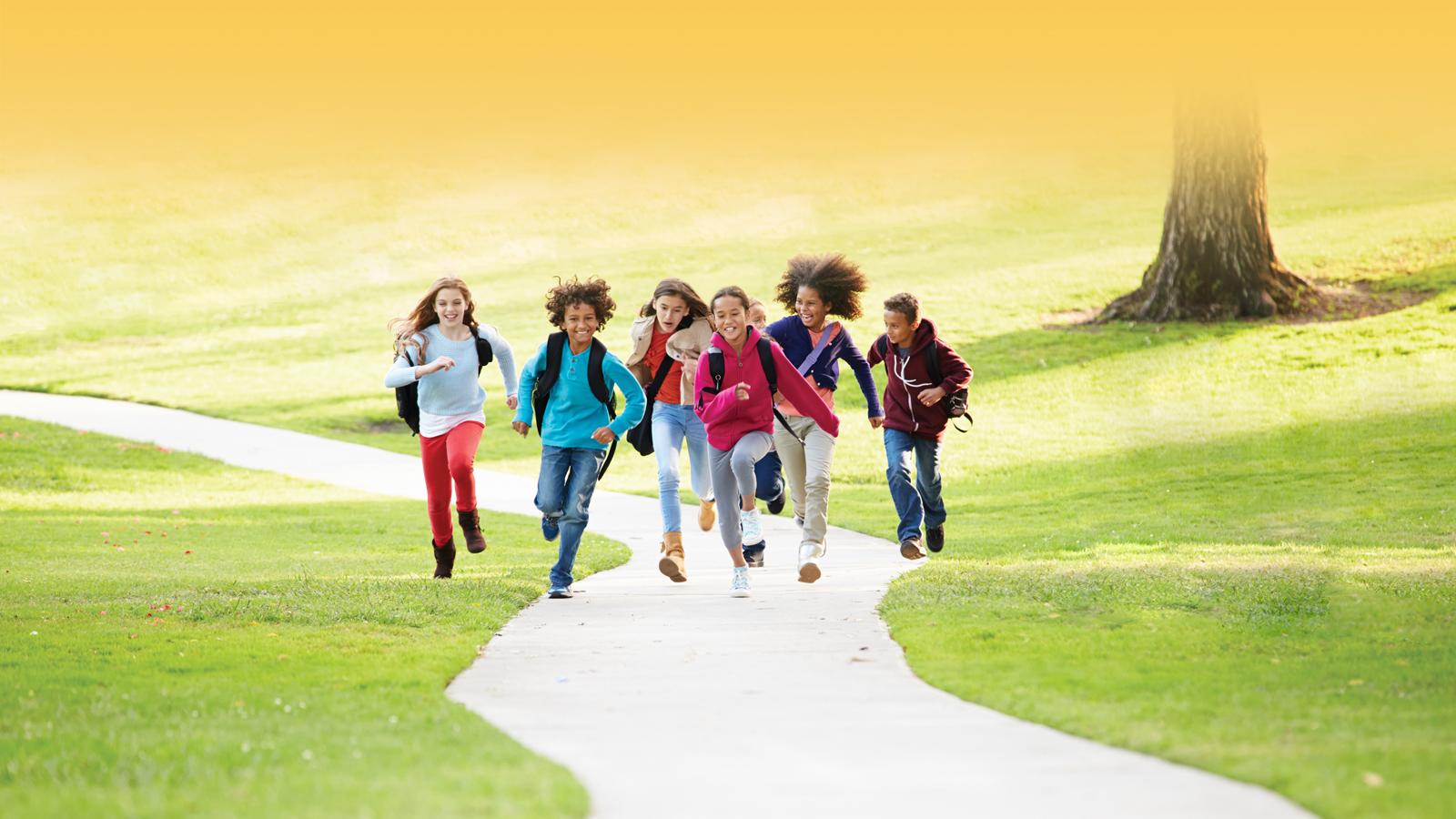 students running on path