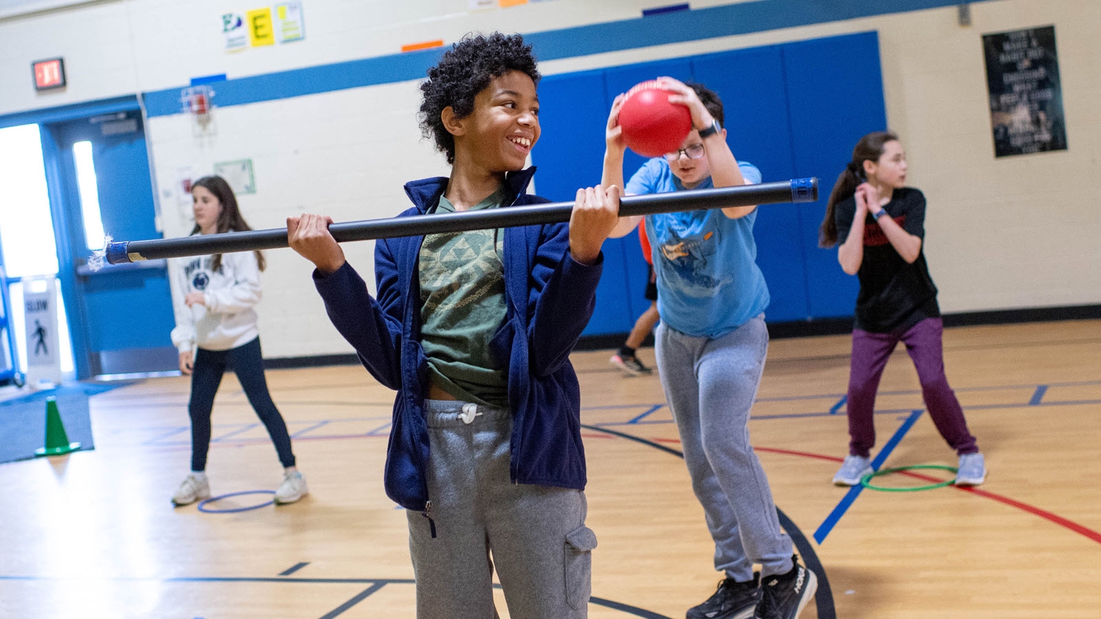 Chesterbrook ES students work out before school starts